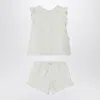 Il Gufo Two-piece White Set With Floral Embroidery In Multi