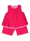 Il Gufo Cotton-blend Top And Shorts Set In Pink