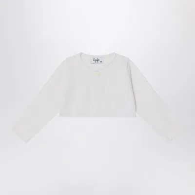 Il Gufo Unisex Mini Short Wrap Cardigan In White