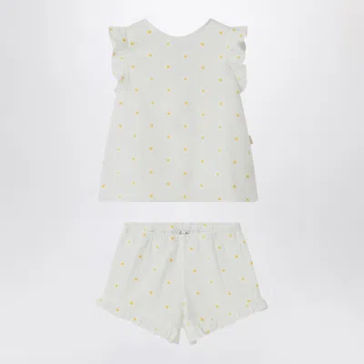 Il Gufo Unisex White Floral Embroidered Two-piece Set