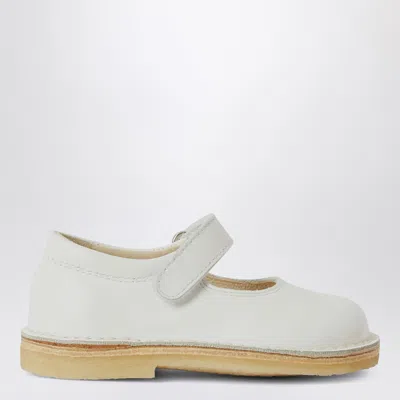Il Gufo Unisex White Leather Strap Sandal With Mini Slide Comfort