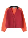 Il Gufo V-neck Colourblock Cardigan In Orange