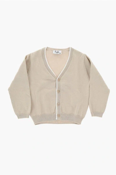Il Gufo V-neck Lightweight Cotton Cardigan In Neutral
