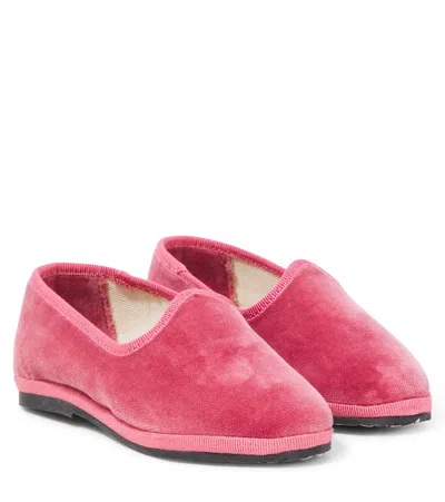 Il Gufo Kids' Velvet Ballet Flats In Rosa