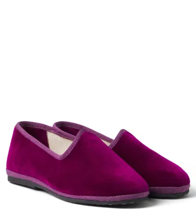Il Gufo Kids' Velvet Slip-on Shoes In Purple