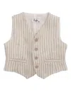 Il Gufo Striped Linen Waistcoat In Beige