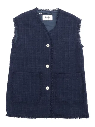 Il Gufo Kids' Tweed Vest In Blue