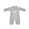 Il Gufo Virgin Wool Long Romper Suit Kids In Gray