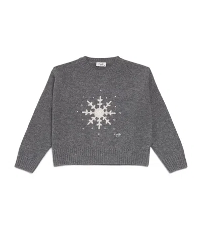 Il Gufo Kids' Virgin Wool Snowflake Sweater In Gray