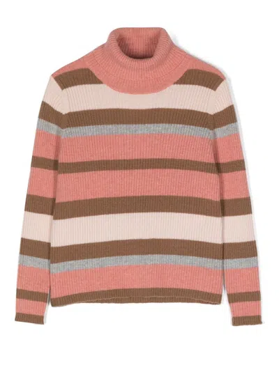 Il Gufo Kids' Virgin Wool Striped Jumper In Rosa