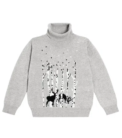 Il Gufo Kids' Virgin Wool Turtleneck Sweater In Grey