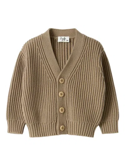 Il Gufo V-neck Front Button Sweater For Kids In Brown