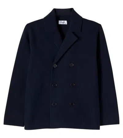 Il Gufo Kids' Waffle-knit Cotton Cardigan In Blue