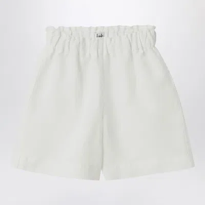 Il Gufo Kids' White Bermuda Shorts In Linen