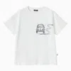 IL GUFO WHITE COTTON CREW-NECK T-SHIRT WITH EMBROIDERY