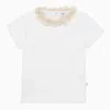 Il Gufo Cotton T-shirt With Fuzzy Neckline In White