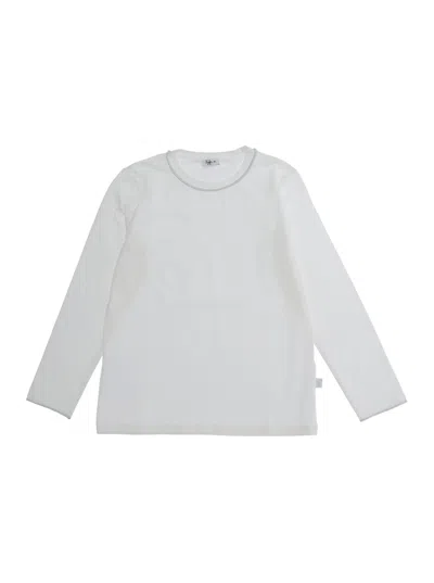 Il Gufo Kids' White Crewneck Long-sleeve T-shirt With Straight Hem In Cotton Girl