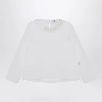 IL GUFO WHITE JERSEY WITH RUFFLE COLLAR