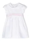 Il Gufo White Linen Dress With Pink Belt In White