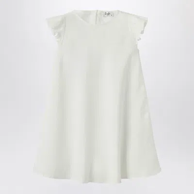 IL GUFO IL GUFO WHITE LINEN DRESS WITH RUFFLES