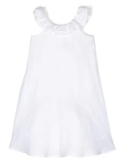 Il Gufo Kids' White Linen Dress With Ruffles