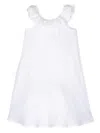 IL GUFO WHITE LINEN DRESS WITH RUFFLES