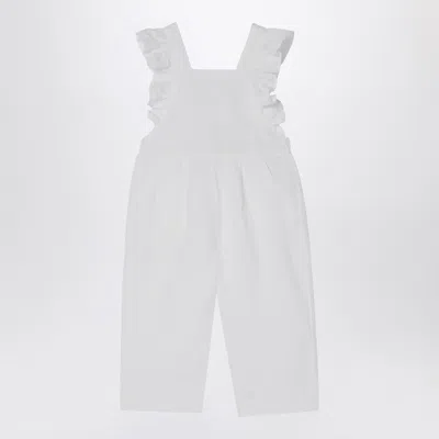 Il Gufo White Linen Overall With Ruffles