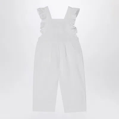 Il Gufo White Linen Overall With Ruffles