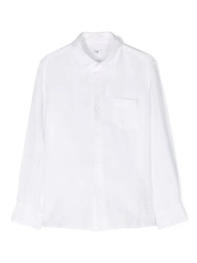 Il Gufo Kids' White Linen Shirt With Pocket In Bianco