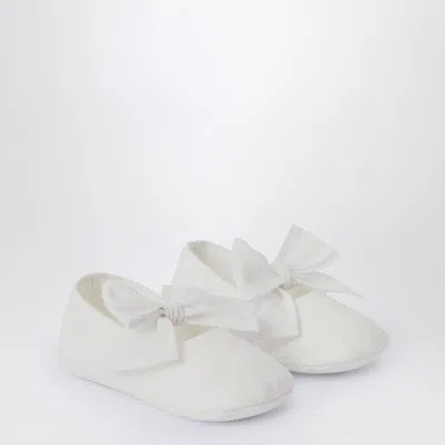 Il Gufo White Newborn Shoe With Bow