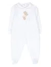 IL GUFO WHITE PLAYSUIT WITH FEET AND TEDDY-BEAR EMBELLISHMENT
