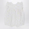 Il Gufo White Romper With Floral Embroidery In White