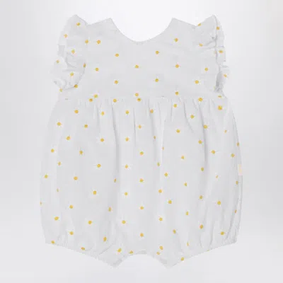 IL GUFO WHITE ROMPER WITH FLORAL EMBROIDERY