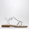 IL GUFO WHITE SANDAL WITH APPLIED FLOWERS