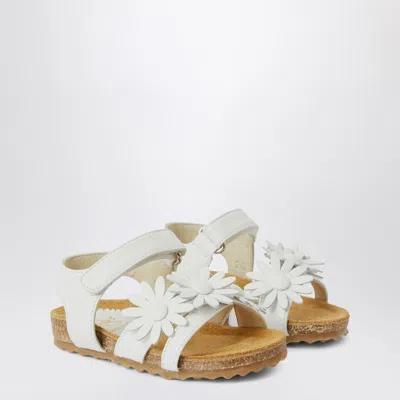 IL GUFO WHITE SANDAL WITH APPLIED FLOWERS