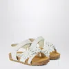 Il Gufo White Sandal With Applied Flowers In Neutral