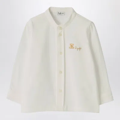 Il Gufo White Shirt With Bear Embroidery In Neutral
