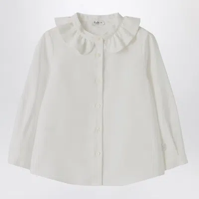 Il Gufo Kids' White Shirt With Ruffled Collar In Neutral