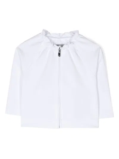 Il Gufo Kids' White Sweatshirt With Ruffled Neck In Cotton Girl