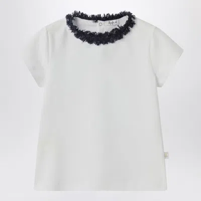 Il Gufo Kids' White T-shirt With Frayed Neckline