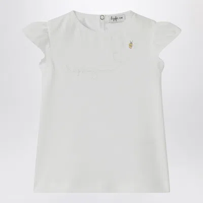 Il Gufo White T-shirt With Ruffled Sleeves