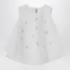Il Gufo White Tank Top With Flower Embroidery In Cotton Voile In White