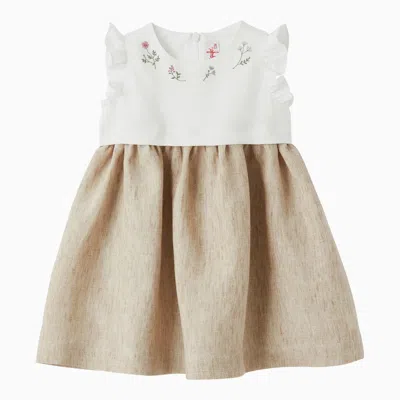 Il Gufo | White/beige Linen Sleeveless Dress