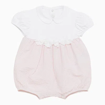 Il Gufo Babies' White/pink Cotton Sleepsuit With Little Flowers