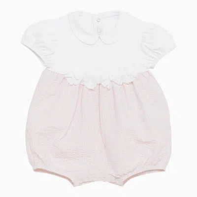 IL GUFO WHITE/PINK COTTON SLEEPSUIT WITH LITTLE FLOWERS