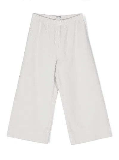 Il Gufo Kids' Wide Leg Ribbed Pants In Grey