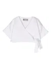 Il Gufo Wrap-design Cotton Top In Weiss