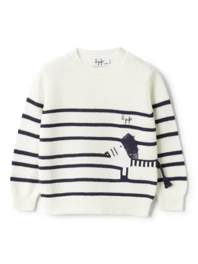 Il Gufo Babies' Zebra-motif Sweater In 白色