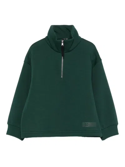 Il Gufo Kids' Zip-neck Sweatshirt In Green