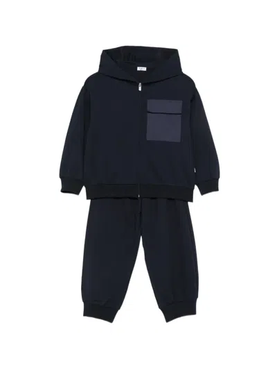 Il Gufo Kids' Zip-up Hooded Tracksuit In Blue